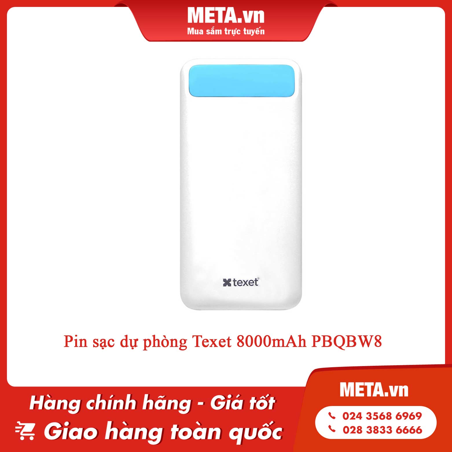Pin sạc dự phòng Texet 8000mAh PBQBW8