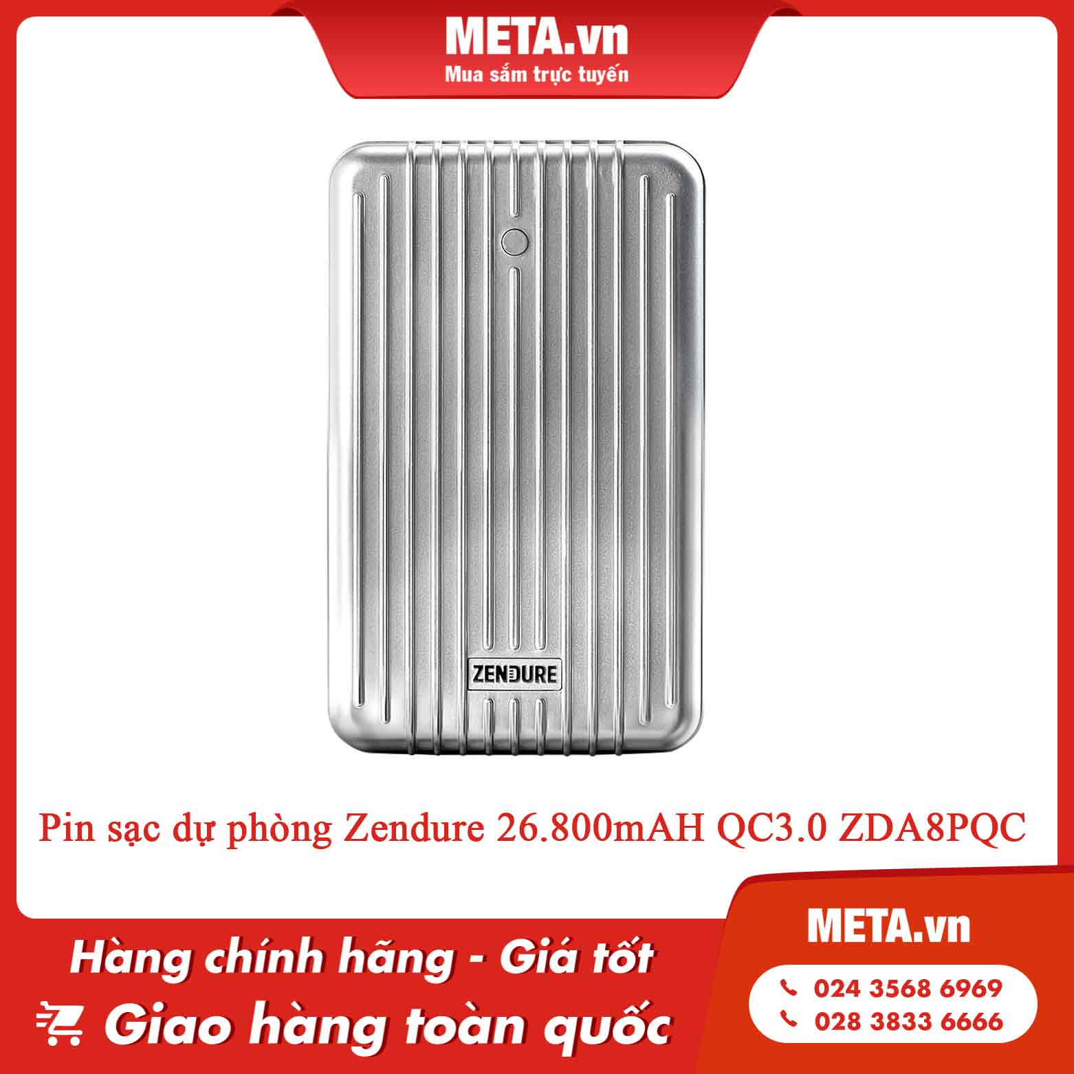 Pin sạc dự phòng giá rẻ Zendure 26.800mAH QC3.0 ZDA8PQC