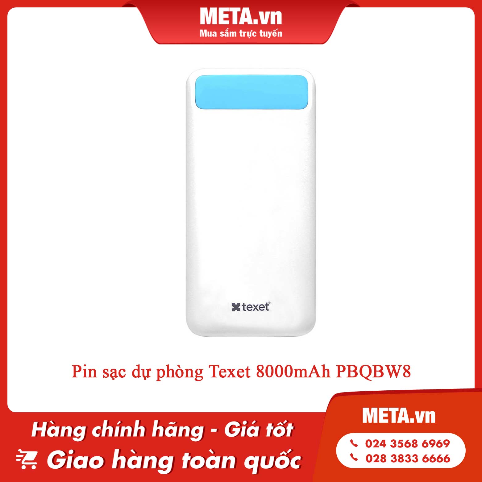 Pin sạc dự phòng Texet 8000mAh PBQBW8