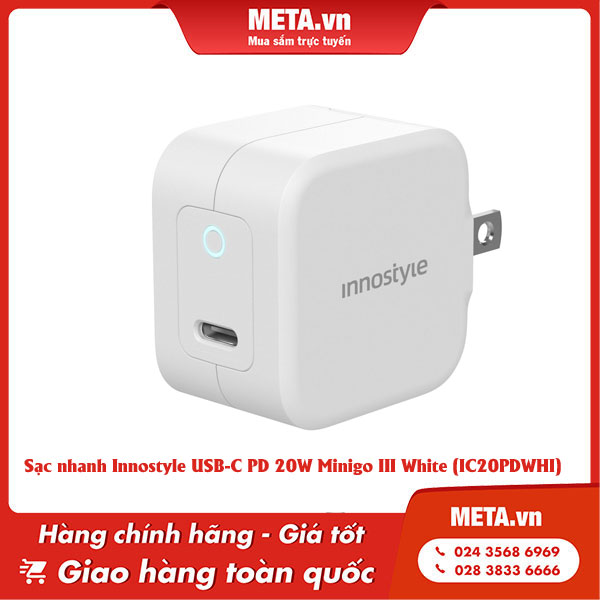 Sạc nhanh Innostyle USB-C PD 20W Minigo III White (IC20PDWHI)