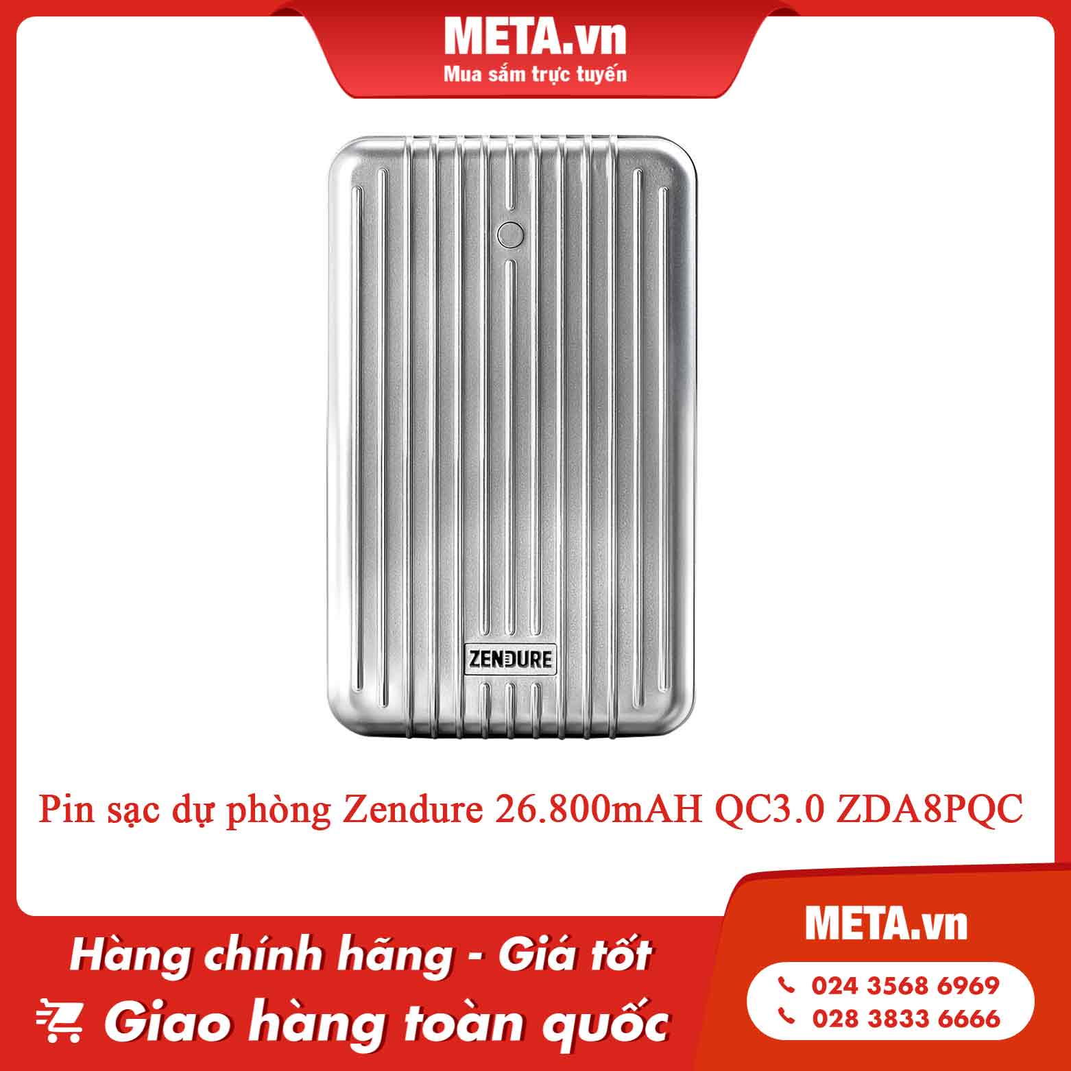 Pin sạc dự phòng Zendure 26.800mAH QC3.0 ZDA8PQC
