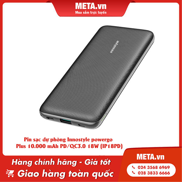 Pin sạc dự phòng Innostyle powergo Plus 10.000 mAh PD/QC3.0 18W (IP18PD)