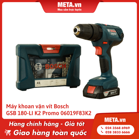 Máy khoan vặn vít dùng pin Bosch GSB 180-LI K2 Promo 06019F83K2