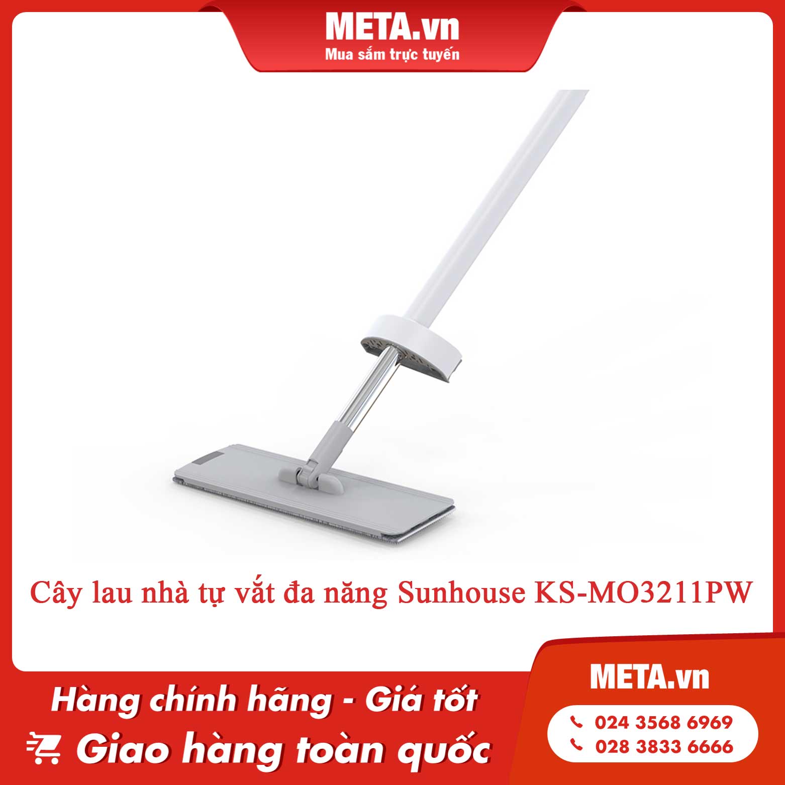 Cây lau nhà tự vắt đa năng Sunhouse KS-MO3211PW