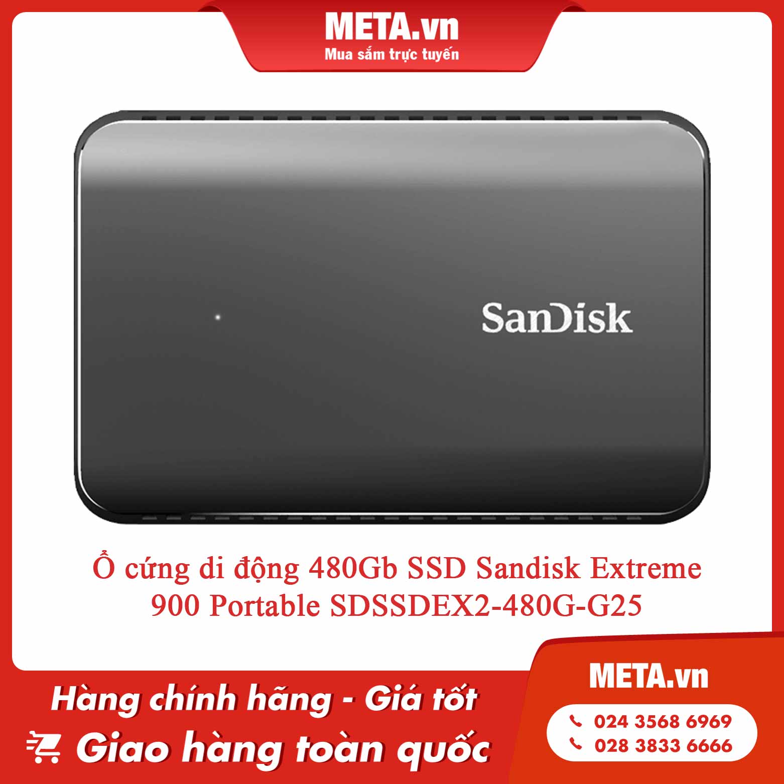 Ổ cứng di động 480Gb SSD Sandisk Extreme 900 Portable SDSSDEX2-480G-G25