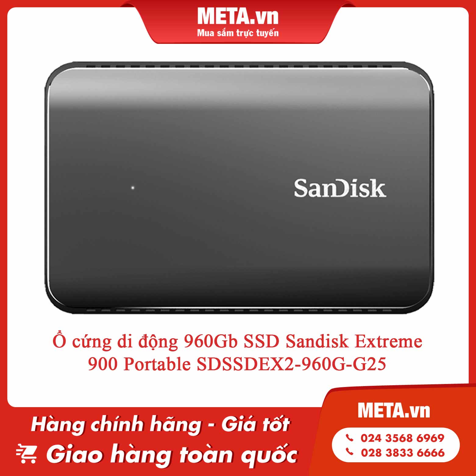 Ổ cứng di động 960Gb SSD Sandisk Extreme 900 Portable SDSSDEX2-960G-G25