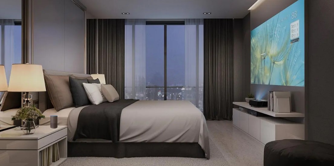 Lắp máy chiếu phòng ngủ giúp mang đến màn hình lớn hơn