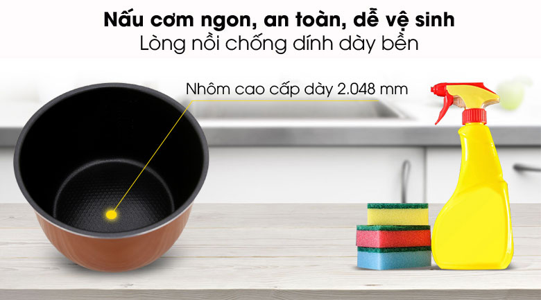 Lòng nồi được làm từ chất liệu chống dính cao cấp, an toàn