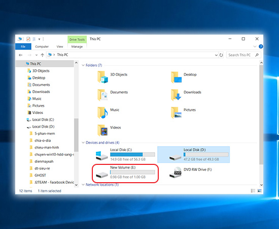 Bạn quay lại giao diện File Explorer để xem ổ đĩa mới