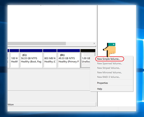 Tại giao diện Disk management sẽ hiện ra phân vùng vừa chia, lúc này, bạn cần định dạng phân vùng này trước khi sử dụng