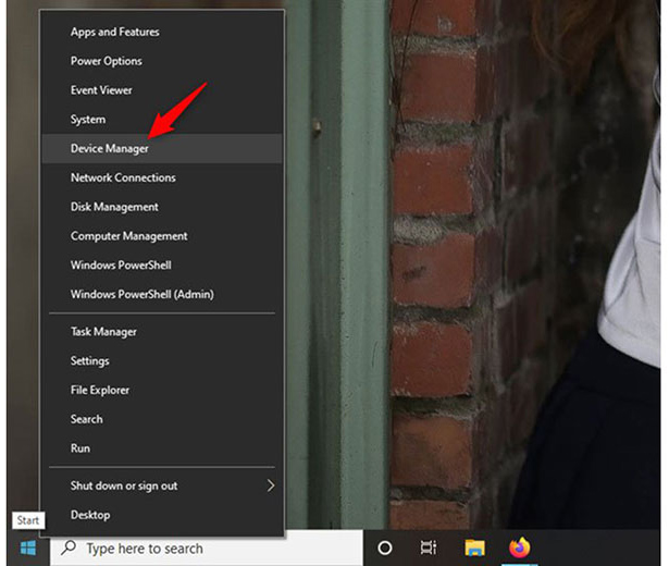 Trên win 10: Bạn nhấn tổ hợp phím Windows + X -> Nhấn chọn Device Manager