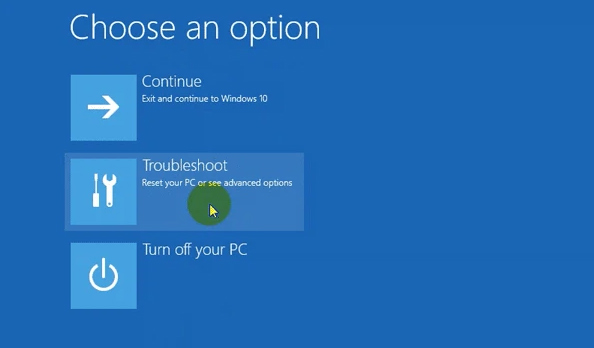 Click chọn Troubleshoot