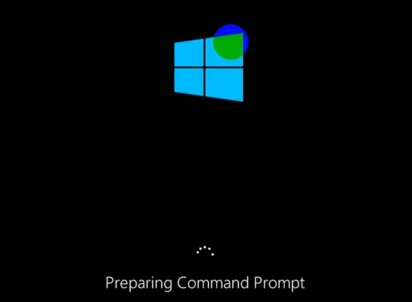 Máy tính sẽ tự động khởi động lại rồi chuyển sang màn hình Command Prompt