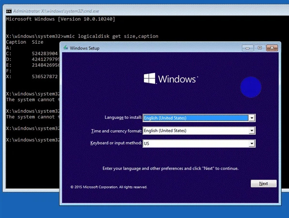 Bạn chờ vài giây thì cửa sổ Setup Win 10 sẽ xuất hiện