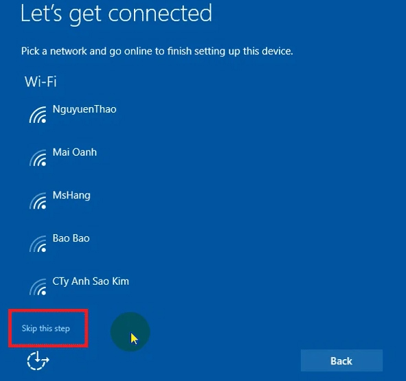 Bạn nhấn Skip this step