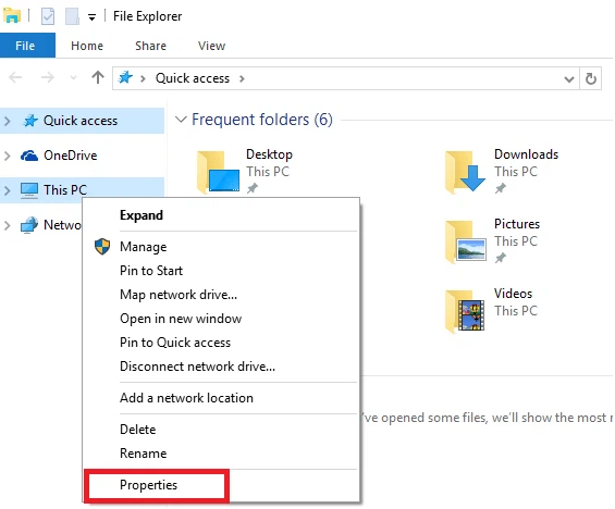 Khi Win 10 đã cài xong, bạn vào This PC -> Nhấn chuột phải vào mục This PC -> Chọn Properties