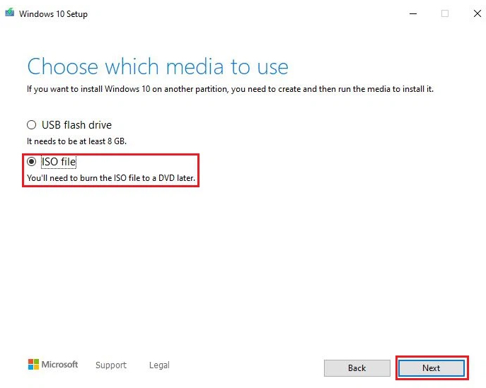 Khi mục Choose which media to use hiện lên, bạn tích chọn vào ô ISO file