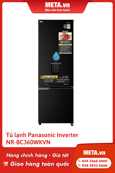 Tủ lạnh Panasonic Inverter 322 lít NR-BC360WKVN (Model 2020)