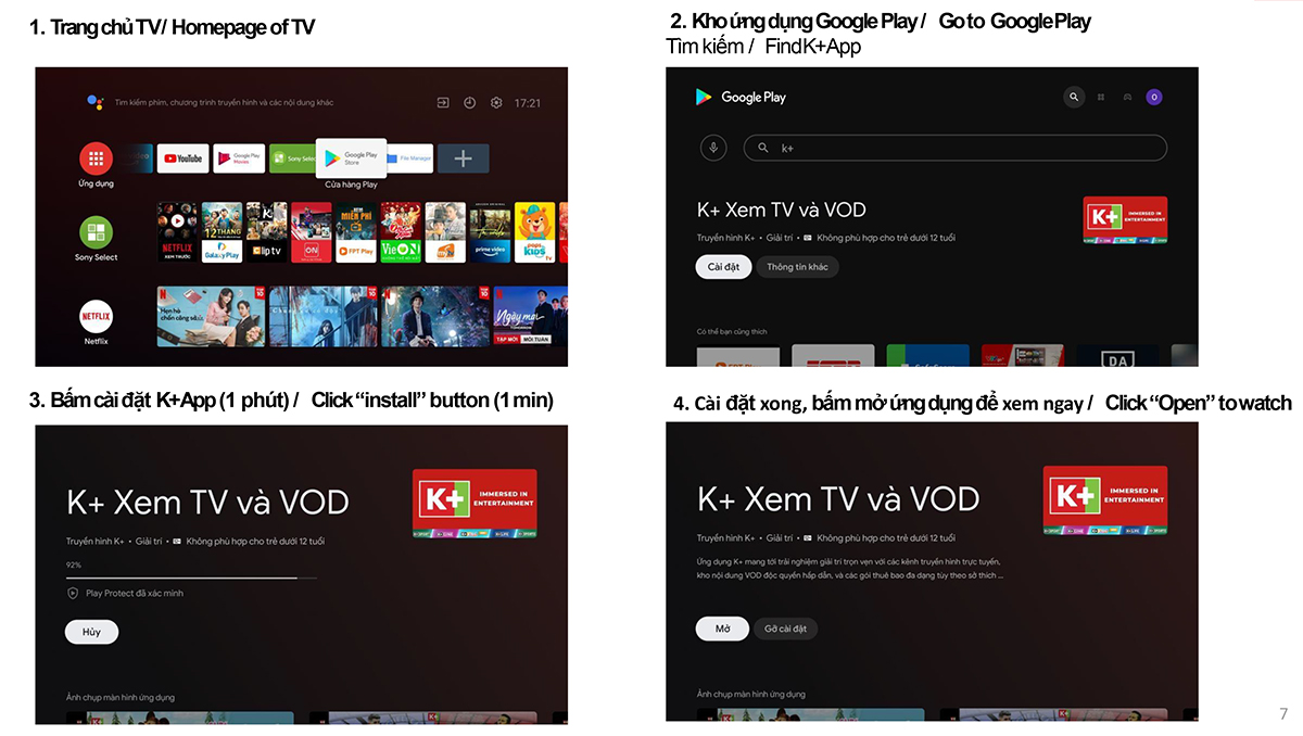 Cách tải K+ cho tivi Sony