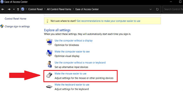 Nhấn chọn mục Make the keyboard easier to use