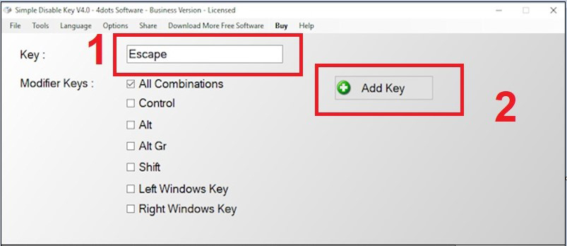 Mở phần mềm Simple Disable Key vừa cài về máy lên