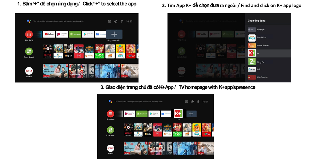 Cách đưa biểu tượng K+ ra ngoài màn hình