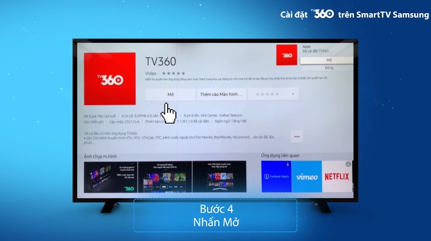 Cài ứng dụng TV360 cho tivi Samsung