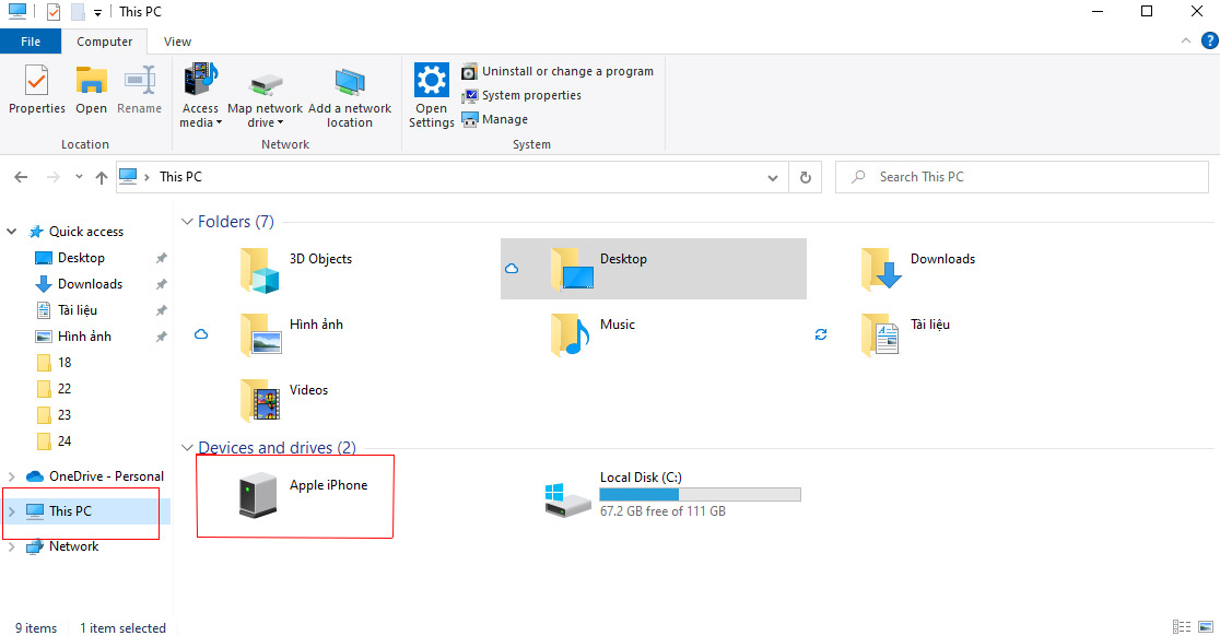 Mở quản lý file trên máy tính (This PC)