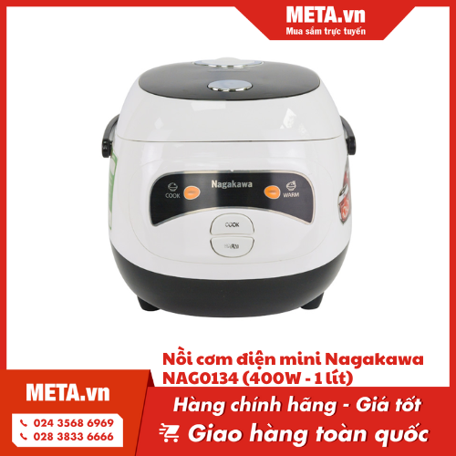 Nồi cơm điện dưới 1 triệu tốt - Nồi cơm điện mini Nagakawa NAG0134 (400W - 1 lít)