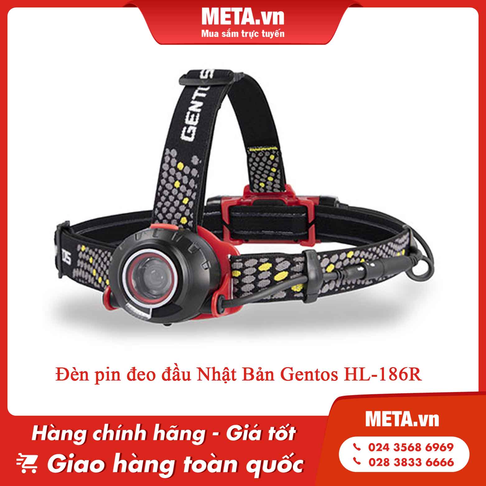 Đèn pin đeo đầu Nhật Bản Gentos HL-186R