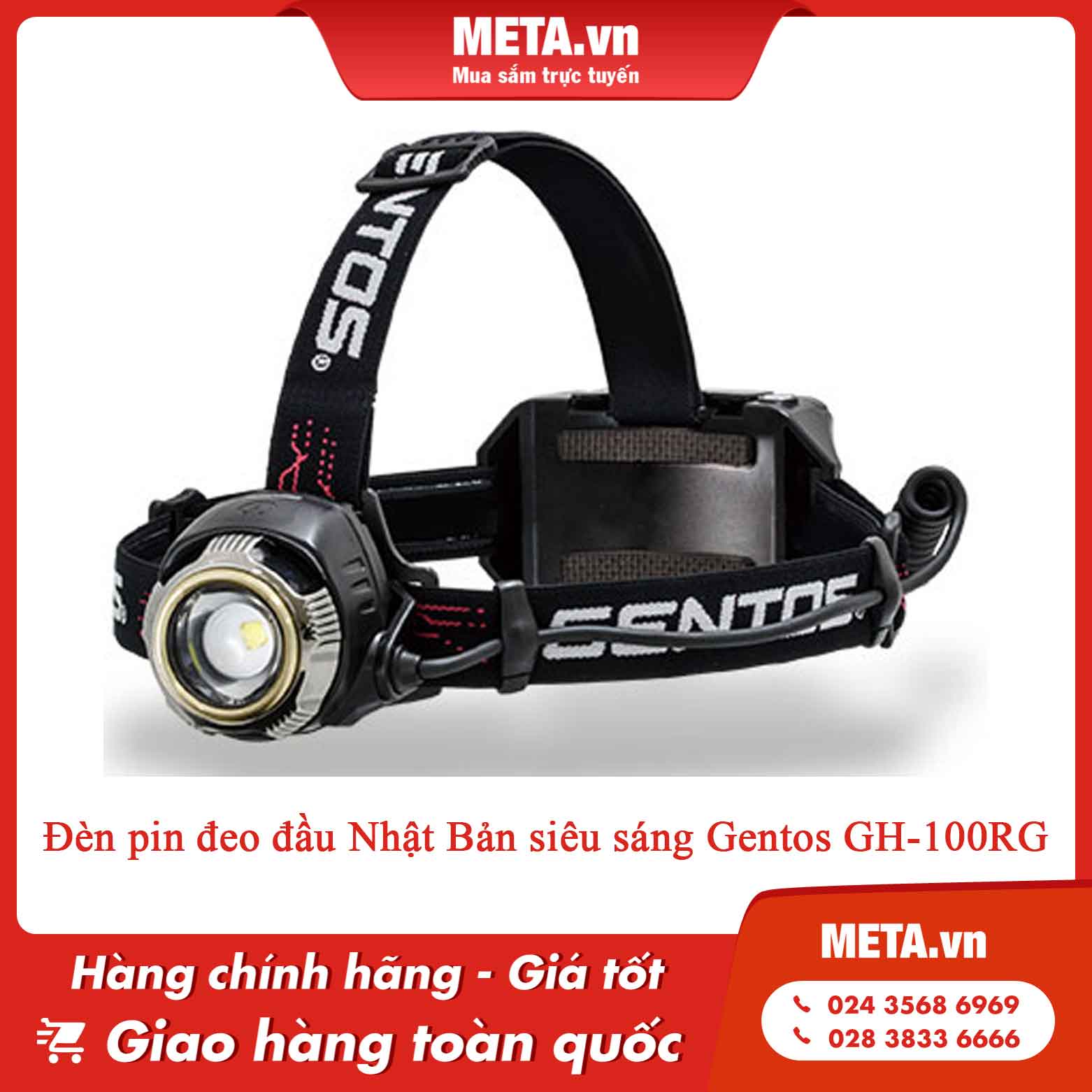 Đèn pin đeo đầu Nhật Bản siêu sáng Gentos GH-100RG
