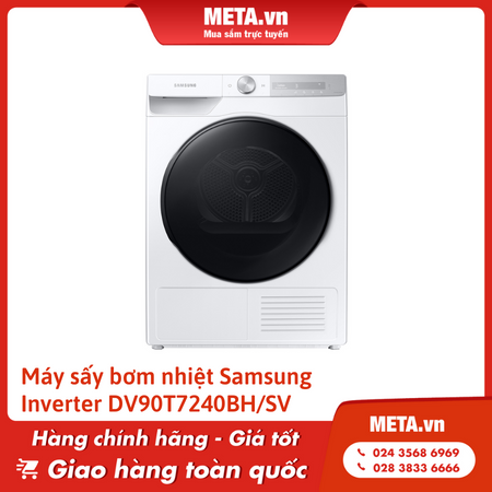 Máy sấy bơm nhiệt Samsung Inverter 9kg DV90T7240BH/SV