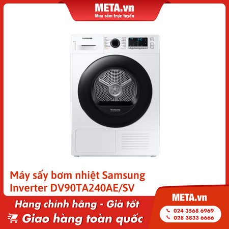 Máy sấy bơm nhiệt Samsung Inverter 9kg DV90TA240AE/SV
