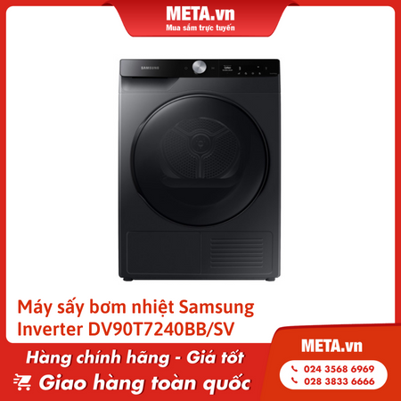 Máy sấy bơm nhiệt Samsung Inverter 9 Kg DV90T7240BB/SV