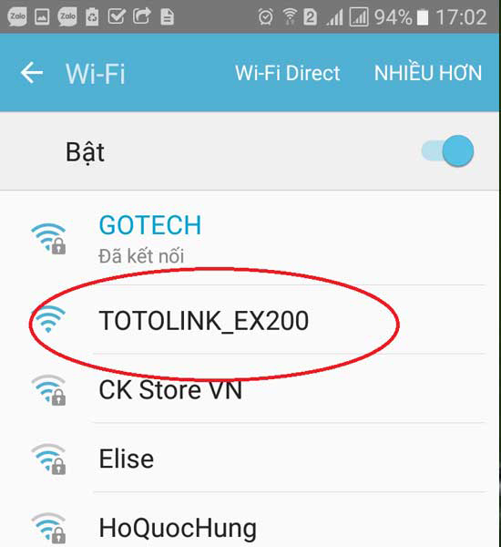 Nhấn chọn tên bộ kích sóng wifi Totolink EX200