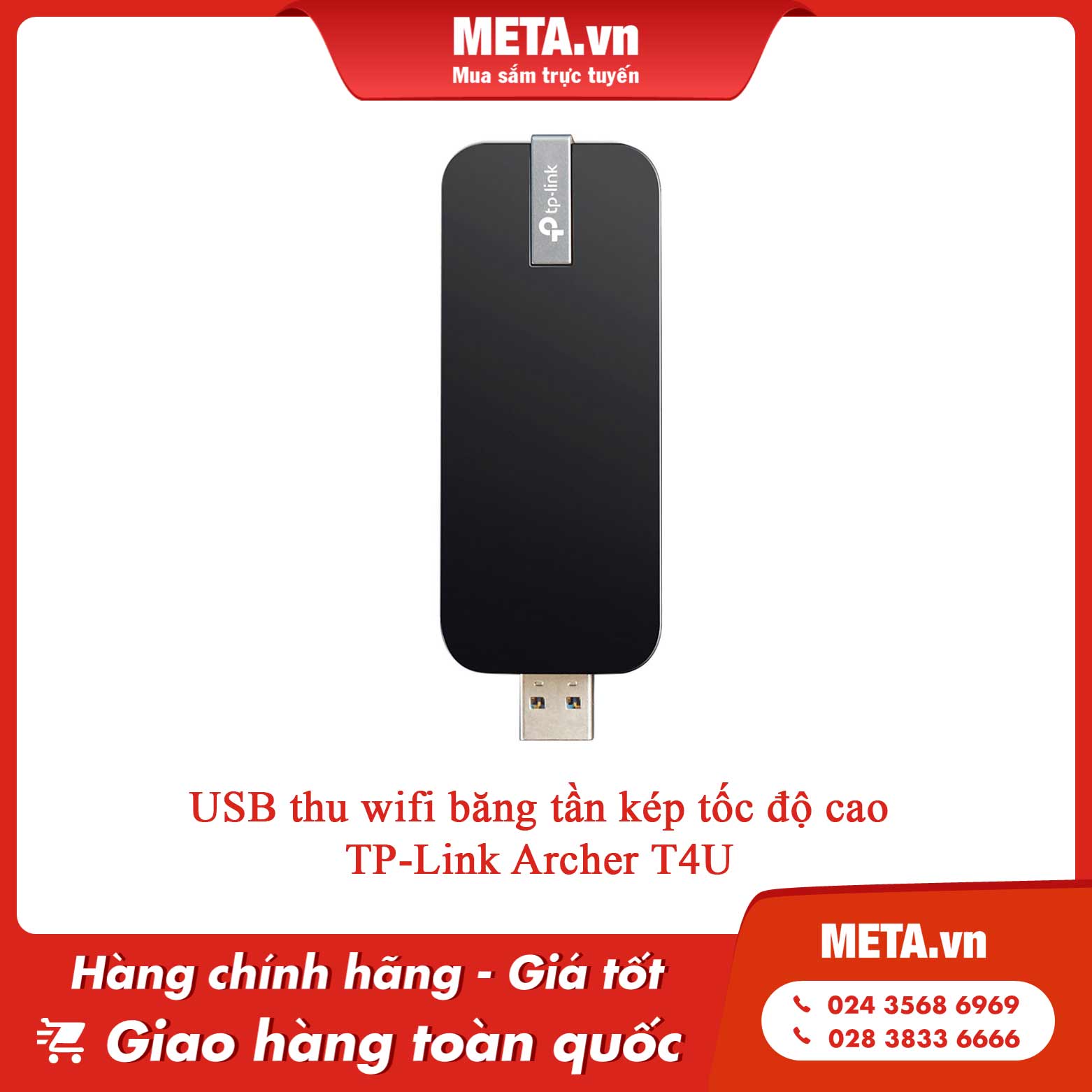 USB thu wifi băng tần kép tốc độ cao TP-Link Archer T4U