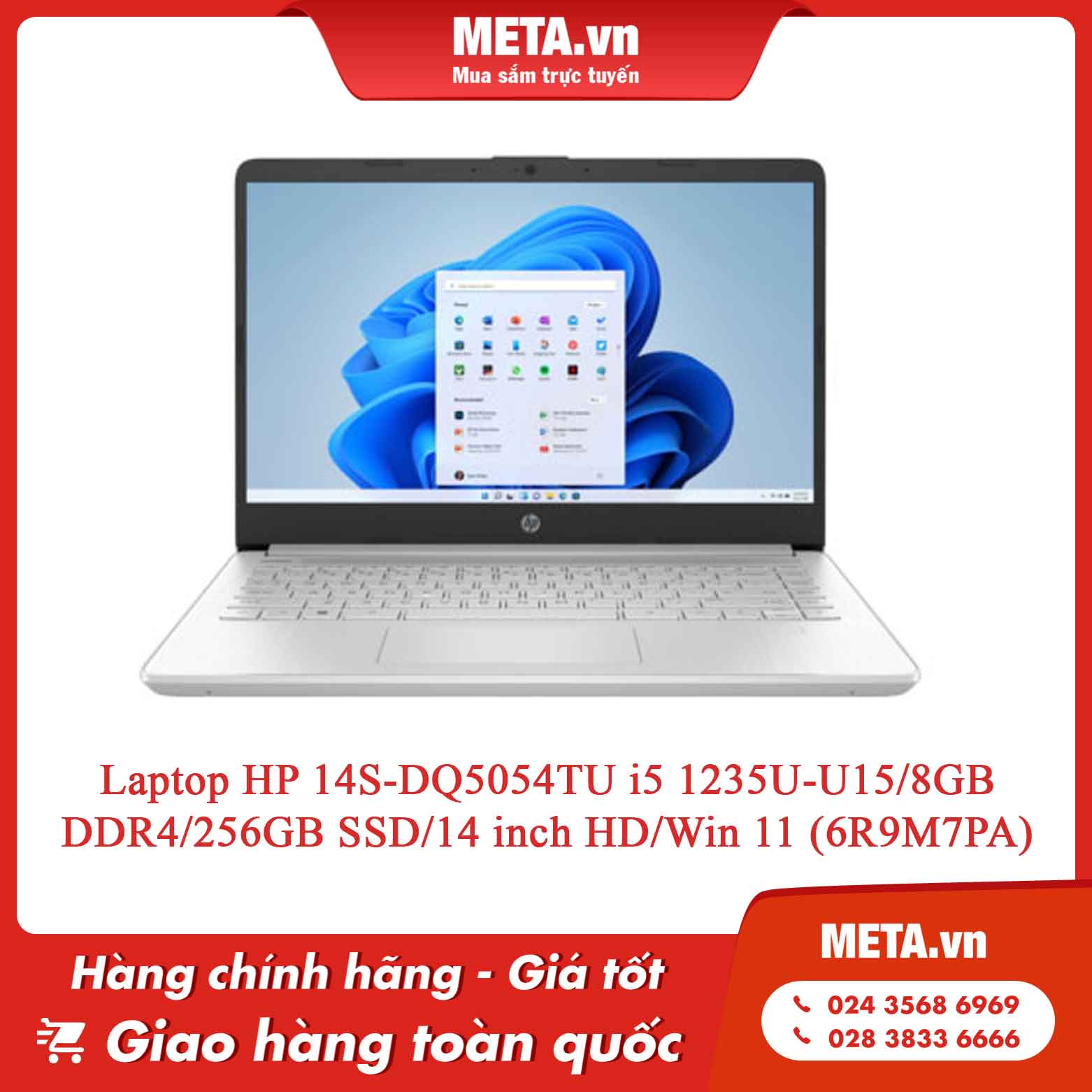 Laptop HP 14S-DQ5054TU i5 1235U-U15/8GB DDR4/256GB SSD/14 inch HD/Win 11 (6R9M7PA)