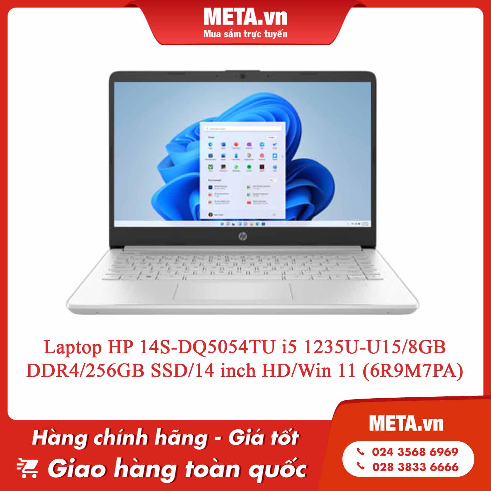 Laptop HP 14S-DQ5054TU i5 1235U-U15/8GB DDR4/256GB SSD/14 inch HD/Win 11 (6R9M7PA)