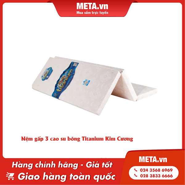 Nệm gấp 3 cao su bông Titanium Kim Cương
