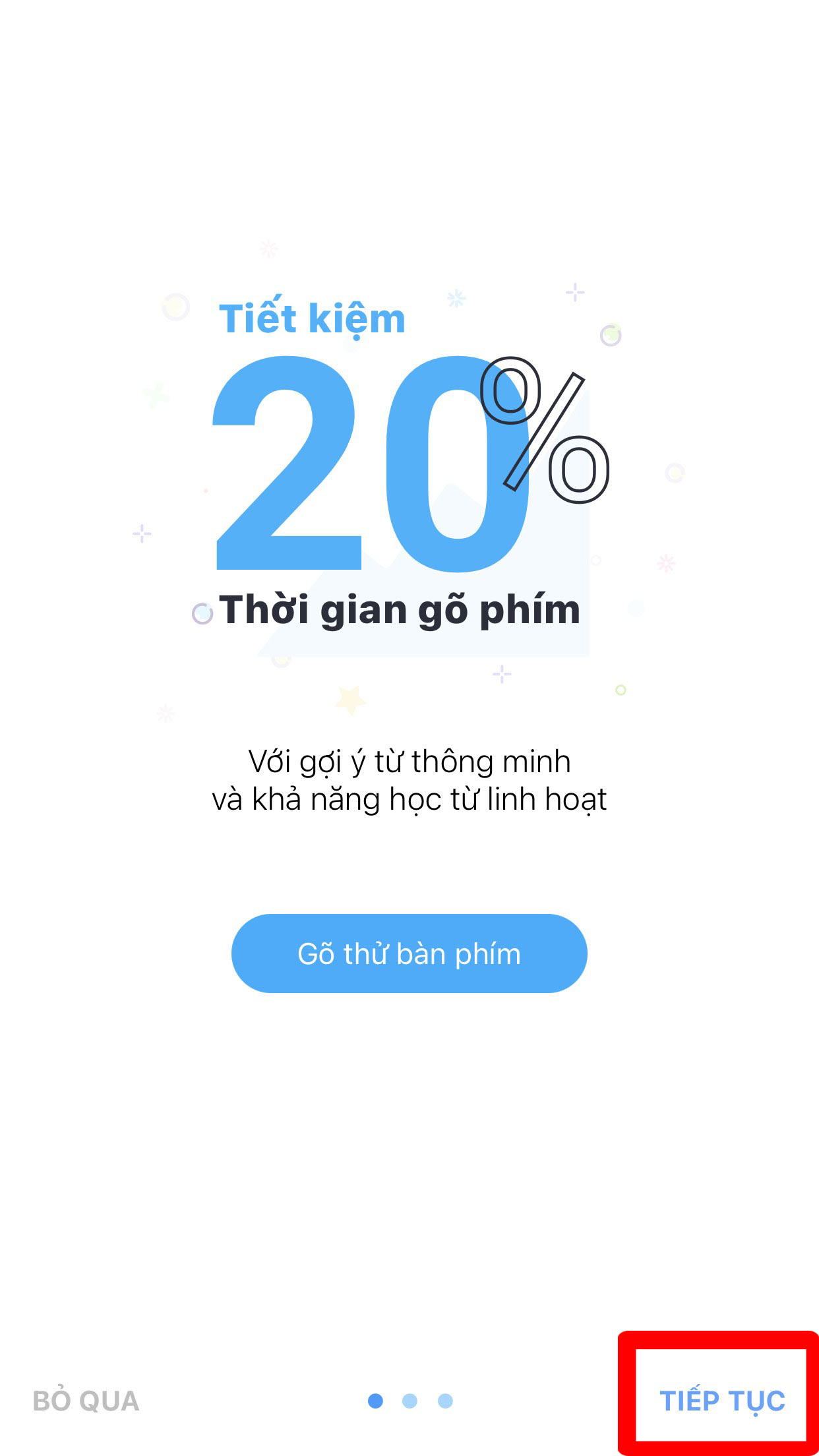 Nhấn vào Tiếp tục