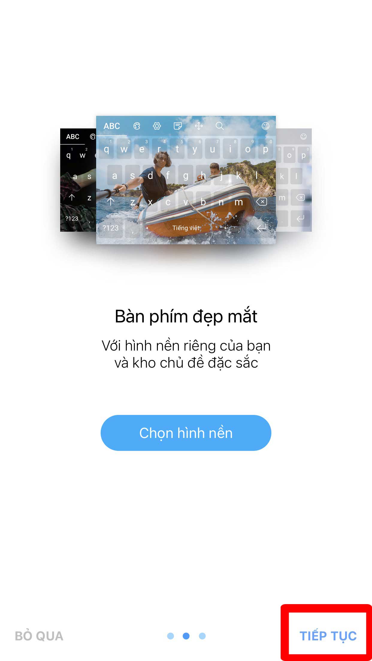 Nhấn vào Tiếp tục