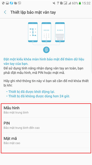 Cách đặt mật khẩu vân tay cho samsung