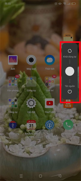 Cách tắt nguồn điện thoại OPPO bằng nút nguồn