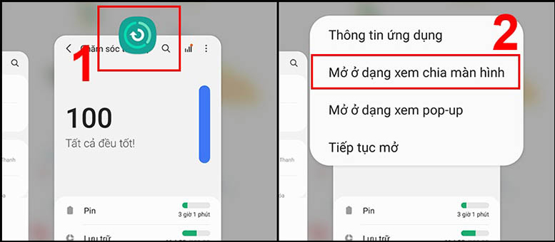 Nhấn vào phím đa nhiệm có ký hiệu ba dấu gạch thẳng ở góc trái bên dưới màn hình