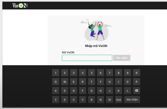 Hướng dẫn nhập mã Vieon trên tivi