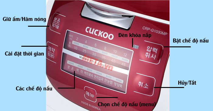 Hướng dẫn sử dụng nồi cơm điện Cuckoo tiếng Hàn - Tìm hiểu các nút chức năng