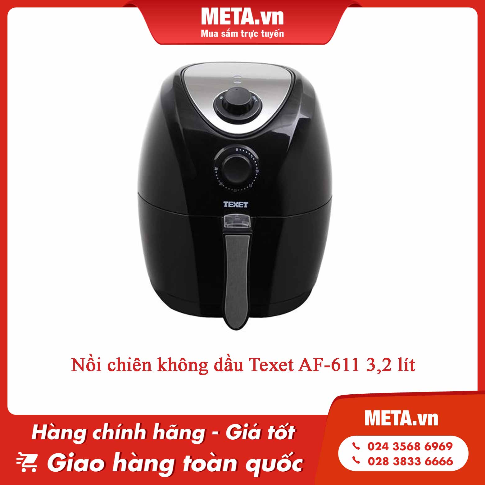 Nồi chiên không dầu Texet AF-611 3,2 lít
