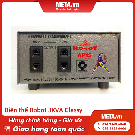 Biến áp tự ngẫu 1 pha Robot AP15 UT1P3000 3 KVA