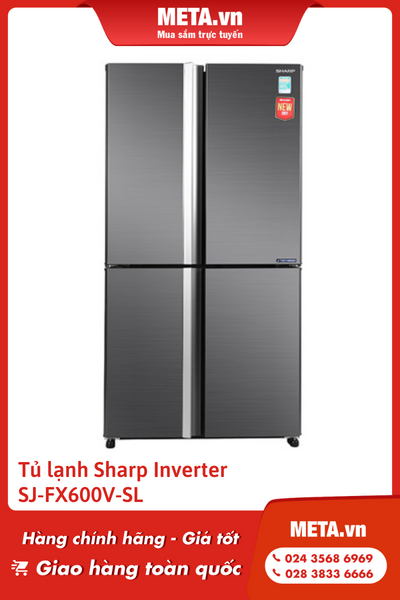 Tủ lạnh Sharp Inverter 525 lít SJ-FX600V-SL