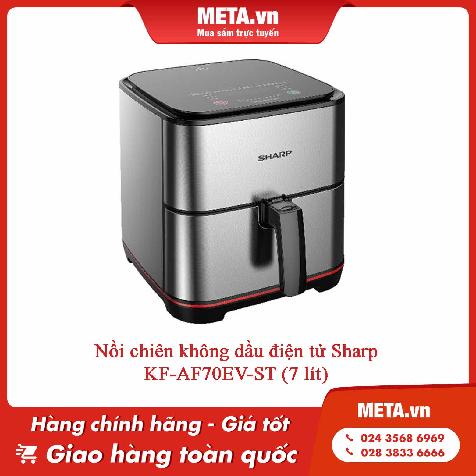 review nồi chiên không dầu Sharp - Nồi chiên không dầu điện tử Sharp KF-AF70EV-ST (7 lít)